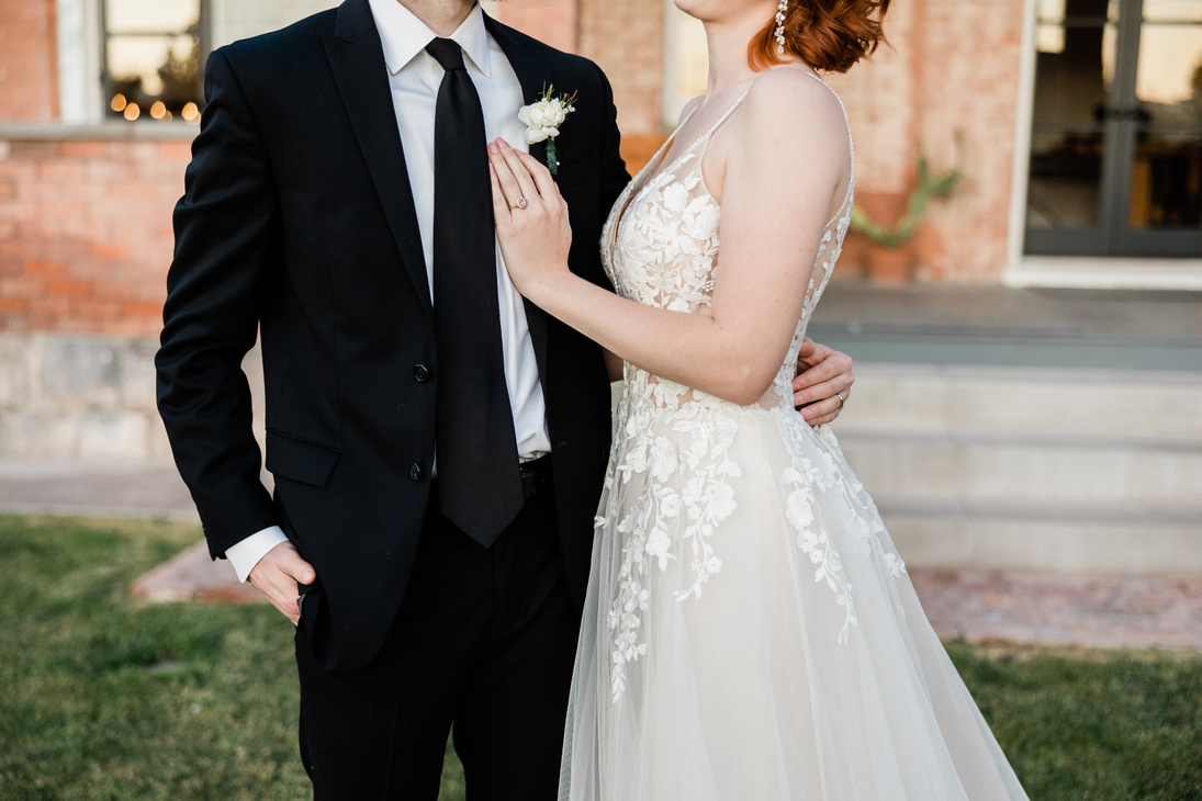 Groom and Bride Posing for Picture